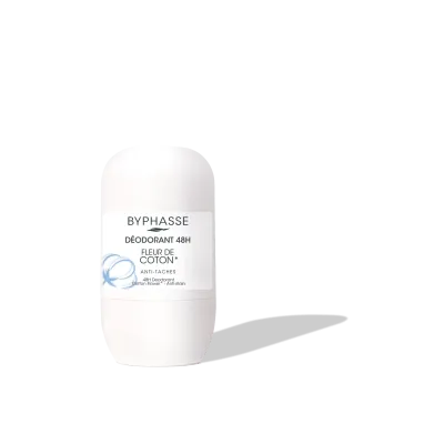 BYPHASSE DEODORANT ROLL ON ANTI TACHES FLEUR DE COTON 50ML