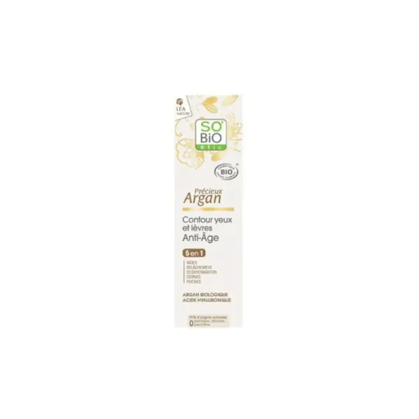 SO BIO PRECIEUX ARGAN CONTOUR YEUX ET LEVRES ANTI AGE 5EN1 15ML