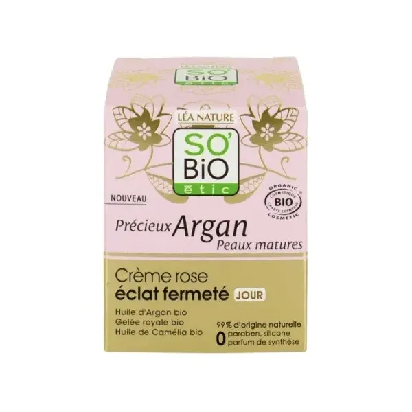 SO BIO PRECIEUX ARGAN PEAUX MATURES CREME ROSE ECLAT FERMETE JOUR 50ML