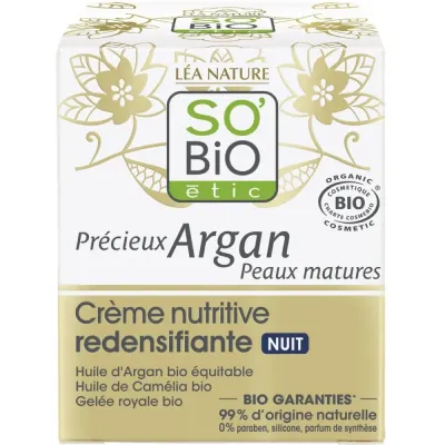 SO BIO CRÈME NUTRITIVE REDENSIFIANTE NUIT PRÉCIEUX ARGAN PEAUX MATURES 50ML