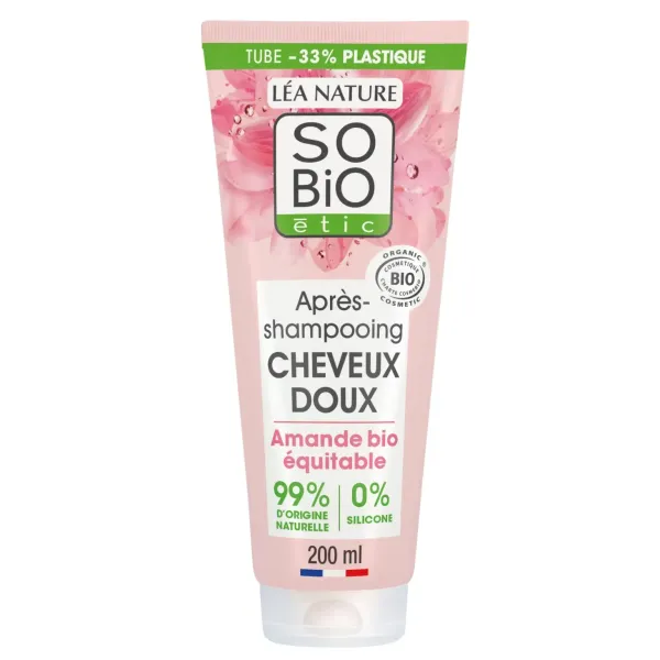 SO BIO CHEVEUX DOUX APRÈS-SHAMPOING AMANDE ET PROTÉINES DE RIZ BIO 200ML