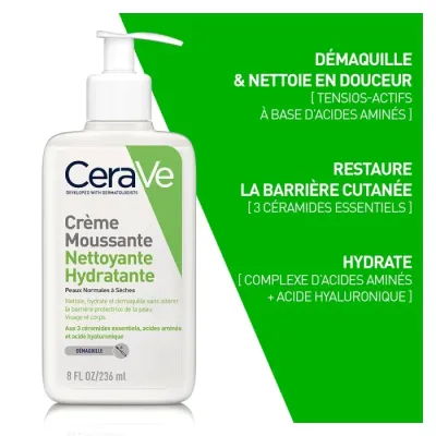 CERAVE CREME MOUSSANTE NETTOYANTE HYDRATANTE 236 ML CERAVE CREME MOUSSANTE NETTOYANTE HYDRATANTE 236 ML