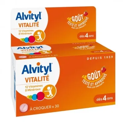 ALVITYL VITALITE A CROQUER GOUT FRAISE 30 COMPRIMES