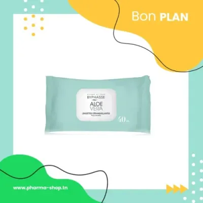 BYPHASSE LINGETTES DEMAQUILLANTES ALOE VERA 40 UNITES BYPHASSE LINGETTES DEMAQUILLANTES ALOE VERA 40 UNITES