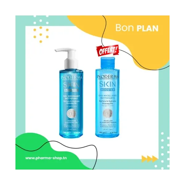 INODERMA PACK VISAGE GEL MOUSSANT 200ML+EAU MICELLAIRE 200ML (OFFERT)