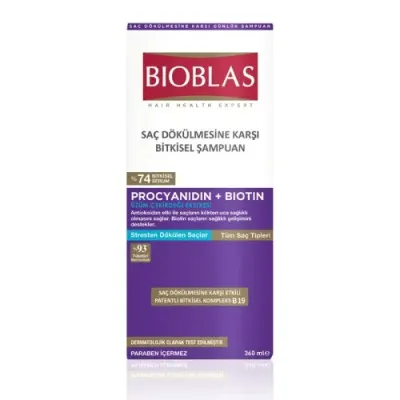 BIOBLAS SHAMPOOING ANTI CHUTE ANTI STRESS PROCYANIDIN+BIOTIN 360ML BIOBLAS SHAMPOOING ANTI CHUTE ANTI STRESS PROCYANIDIN+BIOTIN 360ML