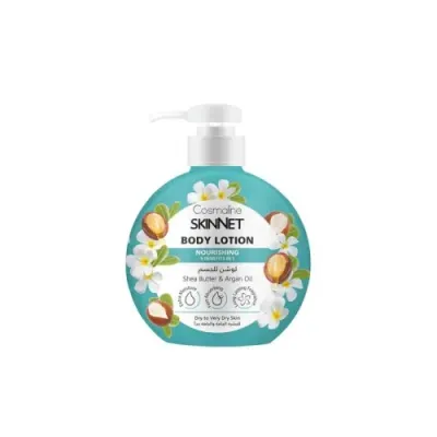 COSMALINE SKINNET LAIT CORPS NOURRISSANT AU BEURRE DE KARITE ET A L'HUILE D'ARGAN PEAUX SECHES A TRES SECHES 400ML COSMALINE SKINNET LAIT CORPS NOURRISSANT AU BEURRE DE KARITE ET A L'HUILE D'ARGAN PEAUX SECHES A TRES SECHES 400ML