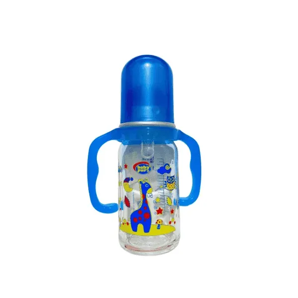 BABY PUR BIBERON EN VERRE AVEC ANSE BLEU 120ML