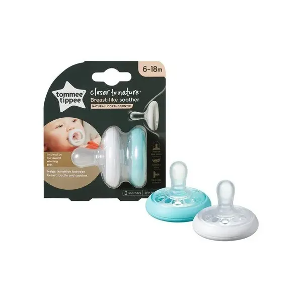 TOMMEE TIPPEE CLOSER TO NATURE 2 SUCETTES BREAST-LIKE 6-18M