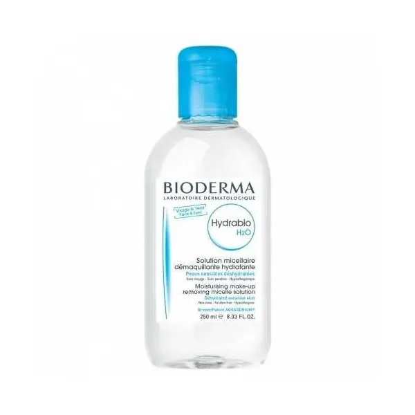 BIODERMA HYDRABIO H2O SOLUTION MICELLAIRE DEMAQUILLANTE HYDRATANTE PEAUX SENSIBLES 250ML