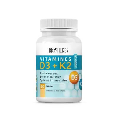 BIOHERBS VITAMINES D3+K2 60 GELULES