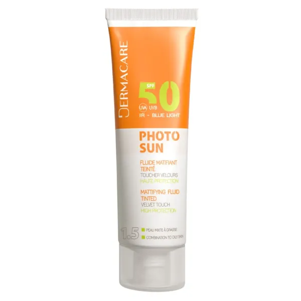 DERMACARE 02 PHOTOSUN CREME SPF50+ TEINTEE PEAU MIXTE A GRASSE 50ML