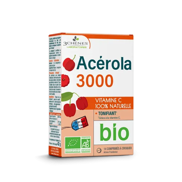 3 CHÊNES ORGANIC ACEROLA 3000 14 COMPRIMES