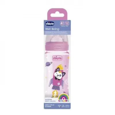 Chicco Biberon Well-Being 330ml . Tétine silicone 4M+ Chicco Biberon Well-Being 330ml . Tétine silicone 4M+