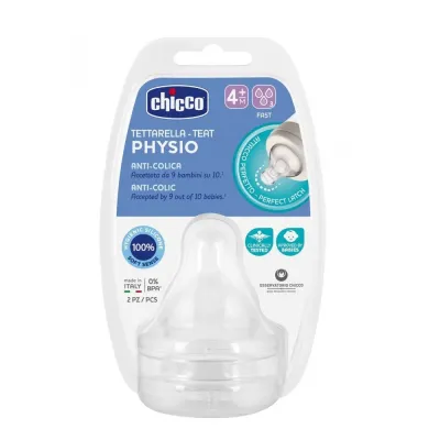CHICCO LOT DE 2 TETINES SILICONE 4M+