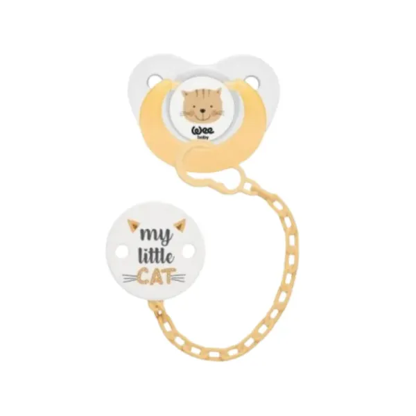 WEE BABY SUCETTE AVEC CHAINE JAUNE 6-18M