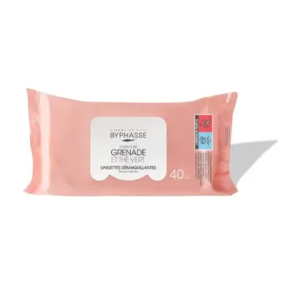 BYPHASSE LINGETTES DEMAQUILLANTES GRENADE ET THE VERT BT/40