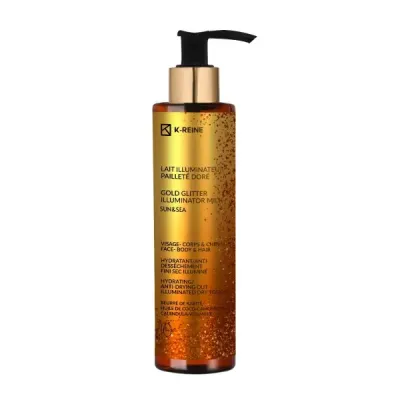 K-REINE LAIT ILLUMINATEUR PAILLETE DORE VISAGE CORPS ET CHEVEUX SPF10 150ML K-REINE LAIT ILLUMINATEUR PAILLETE DORE VISAGE CORPS ET CHEVEUX SPF10 150ML