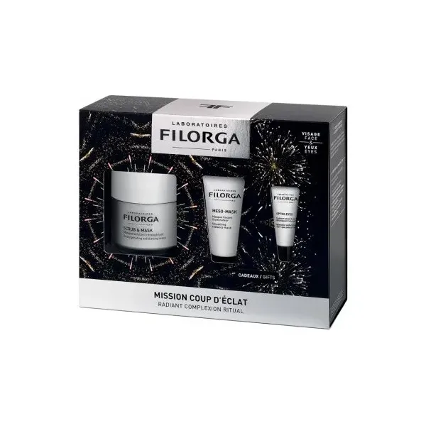 COFFRET FILORGA MISSION COUP D'ECLAT SCRUB ET MASK MASQUE EXFOLIANT REOXYGENANT 55ML