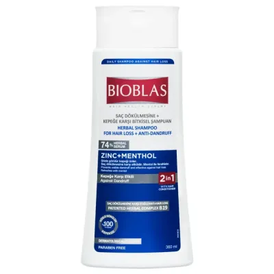 BIOBLAS SHAMPOING ZINC+MENTHOL ANTI PELLICULAIRE 360ML BIOBLAS SHAMPOING ZINC+MENTHOL ANTI PELLICULAIRE 360ML