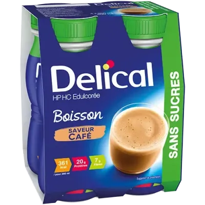 DELICAL BOISSON HP HC SANS SUCRES SAVEUR CAFÉ 4 X 200ML