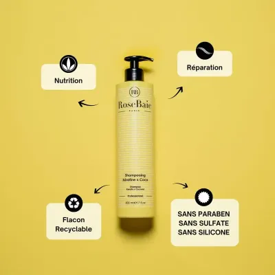 ROSEBAIE SHAMPOING KERATINE X HUILE DE COCO 500ML ROSEBAIE SHAMPOING KERATINE X HUILE DE COCO 500ML