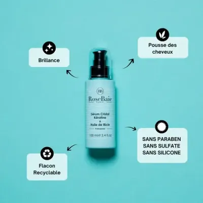ROSEBAIE SERUM CRISTAL KERATINE X HUILE DE RICIN 100ML ROSEBAIE SERUM CRISTAL KERATINE X HUILE DE RICIN 100ML
